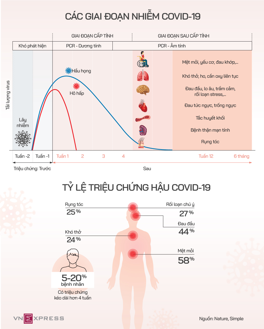 Các giai đoạn nhiễm và Triệu chứng hậu COVID-19